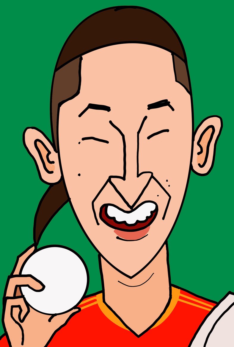 似顔絵師 しばじゅん V Twitter 似顔絵ポイント ハートは図太く 目は細く 上野由岐子 ソフトボール 金メダル ピッチャー 東京五輪 オリンピック メダリスト 似顔絵 にがおえ デザイン イラスト Design