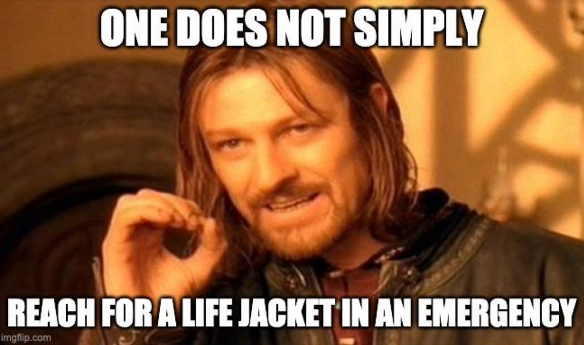 Accidents happen too quickly to reach for a stowed life jacket. #safeboating #wearit #lifejacketsSAVElives #fridaymemes