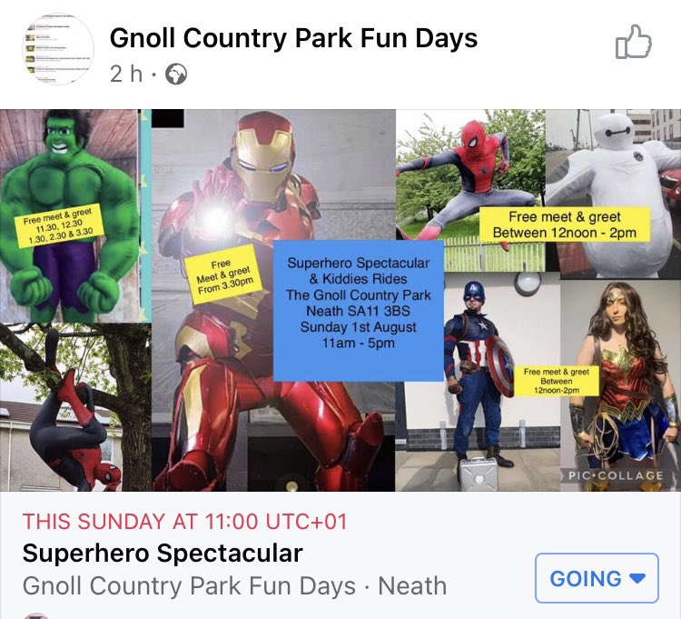 iamironmanforhire (@ironmanforhire) on Twitter photo can not wait to fly in and meet all the little Superheroโs ๐ฆธ๐ปโโ๏ธ & Princessโs ๐ธ๐ฝ this Sunday from 3.30pm - 5pm at the <a href="/gnollpark/">Gnoll Country Park</a> Super Hero Day! ๐ Come & say Hello & have a Cool Photo with Iron Man #IAmIronManForHire ๐ค๐ฆพ๐๐ผ๐ต #IronMan #SuperHeroDay #GnollPark #MeetAndGreet can not wait to fly in and meet all the little Superheroโs ๐ฆธ๐ปโโ๏ธ & Princessโs ๐ธ๐ฝ this Sunday from 3.30pm - 5pm at the <a href="/gnollpark/">Gnoll Country Park</a> Super Hero Day! ๐ Come & say Hello & have a Cool Photo with Iron Man #IAmIronManForHire ๐ค๐ฆพ๐๐ผ๐ต #IronMan #SuperHeroDay #GnollPark #MeetAndGreet