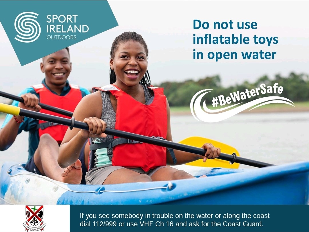 KildareSP's tweet photo. If you are spending more time in the water this weekend please remember inflatable toys are unsafe in open water 🌊

❗️ If you see somebody in trouble on the water or along the coast dial 112/999 or VHF CH 16 and ask for the Coast Guard ❗️

#StayWaterSafe https://t.co/YtAGefdi6I