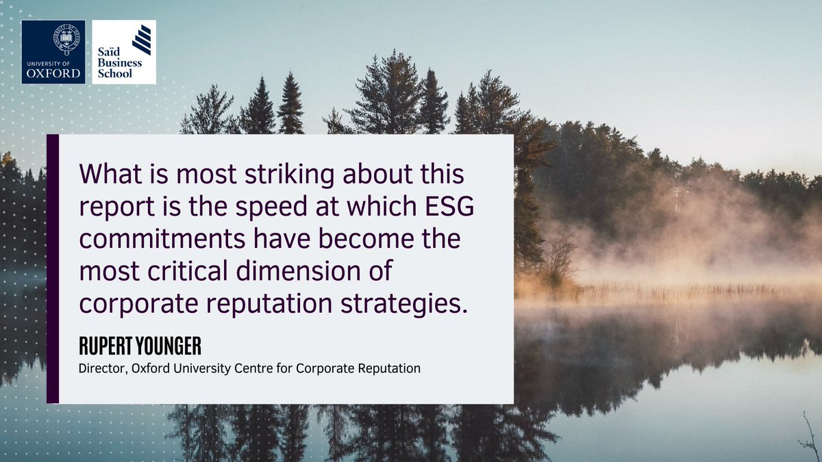 Oxford_Answers's tweet image. Environmental, social &amp;amp; governance (#ESG) performance tops the list of corporate affairs risk priorities globally for 46% of organisations, according to a new report launched by Oxford Saïd and @GlobeScan. #CorporateReputation oxsbs.link/3lem8rI @ReputationOxfd @profyounger