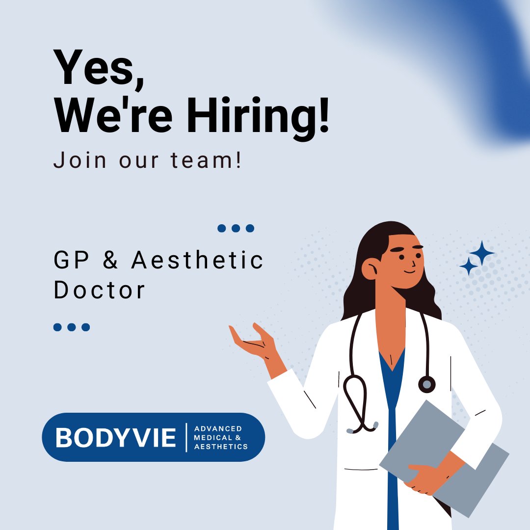 We are recruiting for a 𝐆𝐏 &amp; 𝐀𝐞𝐬𝐭𝐡𝐞𝐭𝐢𝐜 𝐃𝐨𝐜𝐭𝐨𝐫
✔️ Accountable for primary care, medicine &amp; aesthetics
✔️ Oestrogen &amp; Testosterone dominated patient base
✔️ Interviews commencing ASAP

To apply please email natalie@bodyvie.co.uk with your CV #Jobs #Hiring #Richmond