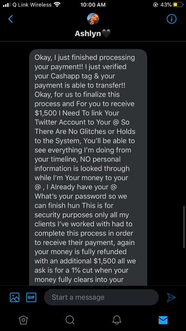 LMFAO!!!!! THIS IS THE WORST SCAM ATTEMPT IVE EVER SEEN 😂😭😂😭😂 https://t.co/L6xO8J75W4