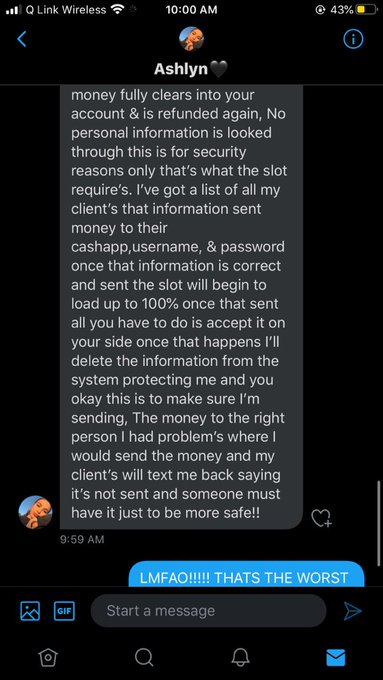 LMFAO!!!!! THIS IS THE WORST SCAM ATTEMPT IVE EVER SEEN 😂😭😂😭😂 https://t.co/L6xO8J75W4