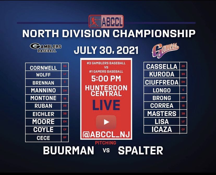ABCCL_Gamers's tweet photo. Come support the ABCCL Gamers as they look to capture back to back North Division titles today vs the Gamblers! https://t.co/8H4GVqaThM