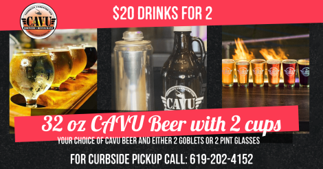 Beer me. It's flipping FRIDAY 🍻 $20 Drinks for 2 - 32 oz CAVU Beer with 2 CAVU glasses