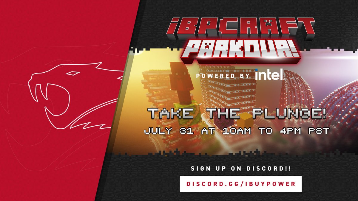iBUYPOWER's tweet photo. Hop your way to the top of the leaderboards - Don't miss out on testing your parkour skills in @Minecraft and sign up! 🦘
💎 Prizes include gift cards & Xbox Game Passes 💎
⚒️ #ibpcraft powered by @IntelGaming
📝Signups: https://t.co/aheFQPCe8S https://t.co/Iy1C6mJXcR