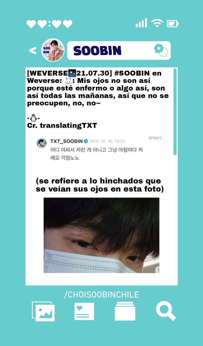 SoobinChile's tweet photo. [WEVERSE✨21.07.30] #SOOBIN en Weverse
-🐧-
@TXT_members @TXT_bighit #TOMORROW_X_TOGETHER #TXT_FREEZE #TXT_SOOBIN #TXT #TXTWEVERSE #WEVERSE 
Cr. translatingTXT y 304verse https://t.co/KtodEREigd