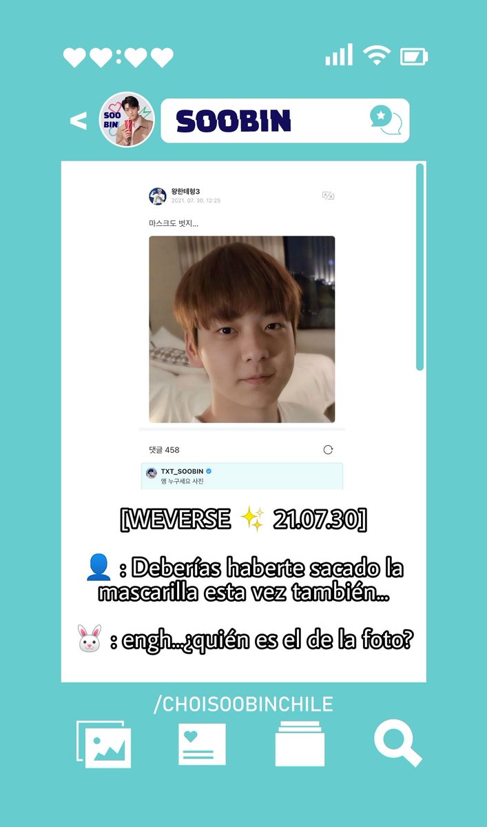SoobinChile's tweet photo. [WEVERSE✨21.07.30] #SOOBIN en Weverse
-🐧-
@TXT_members @TXT_bighit #TOMORROW_X_TOGETHER #TXT_FREEZE #TXT_SOOBIN #TXT #TXTWEVERSE #WEVERSE 
Cr. translatingTXT y 304verse https://t.co/5mVznRxgpG