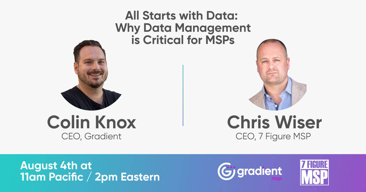 Next Wednesday, we join <a href="/chriswiser/">Chris Wiser</a> of 7 Figure MSP for a chat about data, backup and sustained MSP growth. Register today, and we'll see you next week → hubs.la/H0Tjqnz0