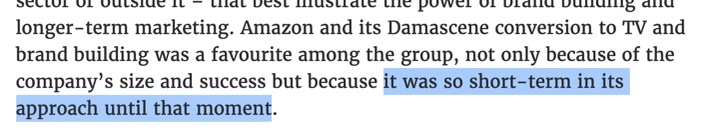 “Every minute spent thinking about the short-term stock price is a minute wasted” - Bezos, 2000. With its prioritisation of customer-focused expansion over profit, it'd be difficult to identify any company more relentlessly long-termist in its approach. marketingweek.com/mark-ritson-an…