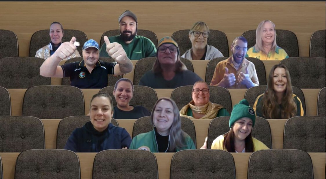 CathyArgyle's tweet photo. Our staff and executive celebrating #EdWeek21 #GreenandGoldDay we are all #championsoflearning @IngleburnHS https://t.co/orGao2GrMW