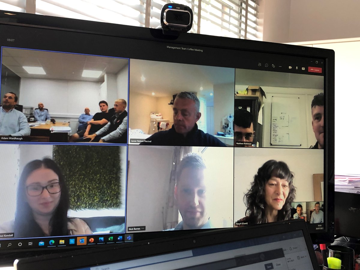 GRJContracting's tweet photo. The wonders of modern technology... This morning we held a full Management Team Coffee Meeting to check in on all our busy colleagues- 17 staff members  in 8 locations
For all your Fire Protection needs call us on 01664 434999
#wearegrj #itsgoodtotalk #loveconstruction https://t.co/T4hYgLhRgl