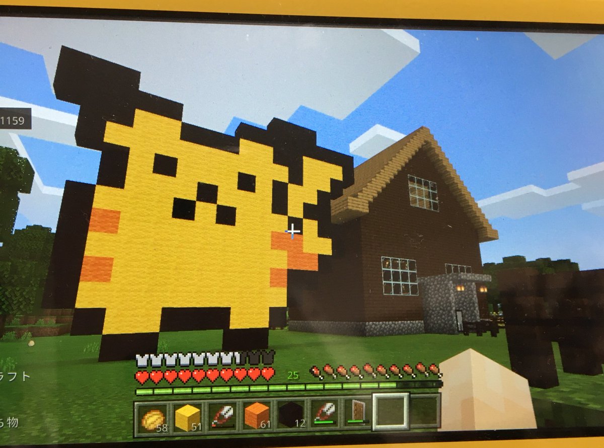 こうきち على تويتر マイクラ羊毛全16色集めて 家のそばにピカチュウの像ネットで調べながら建てた D かわいい 大満足