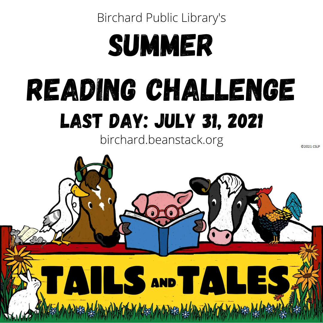 BirchardLibrary's tweet image. Saturday is the last day of our 2021 Summer Reading Challenge. Be sure to log all of your reading and activities so that you can collect the prizes that you've earned. More info at ow.ly/uEBo50FExxB
#TailsAndTales  #ReadingFun  #BooksAndActivities