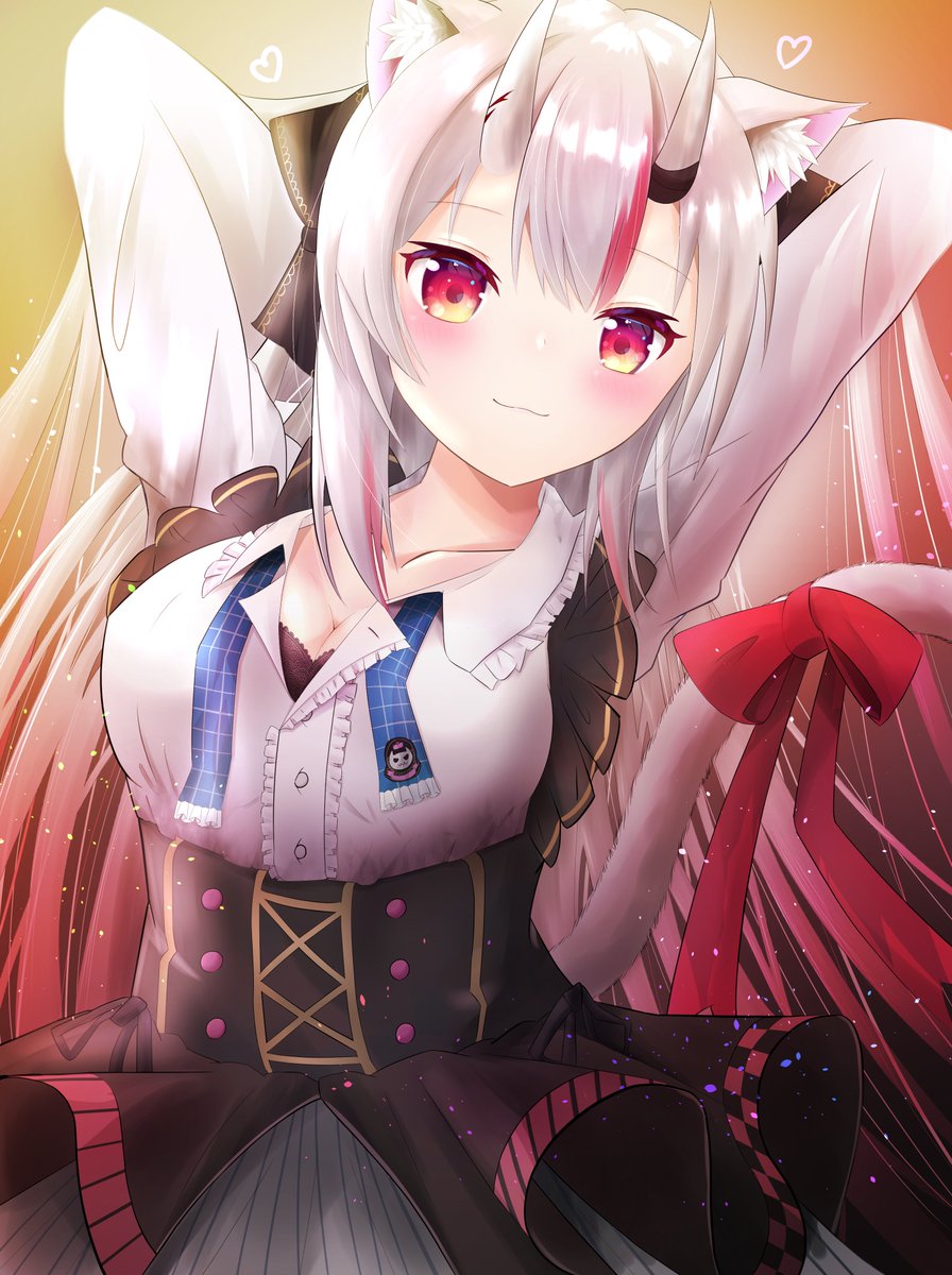 百鬼あやめ 「人間さま～♪
余のこと好き??
えへへ💞
#百鬼絵巻 #百鬼あやめ 」|ぴなこもちのイラスト