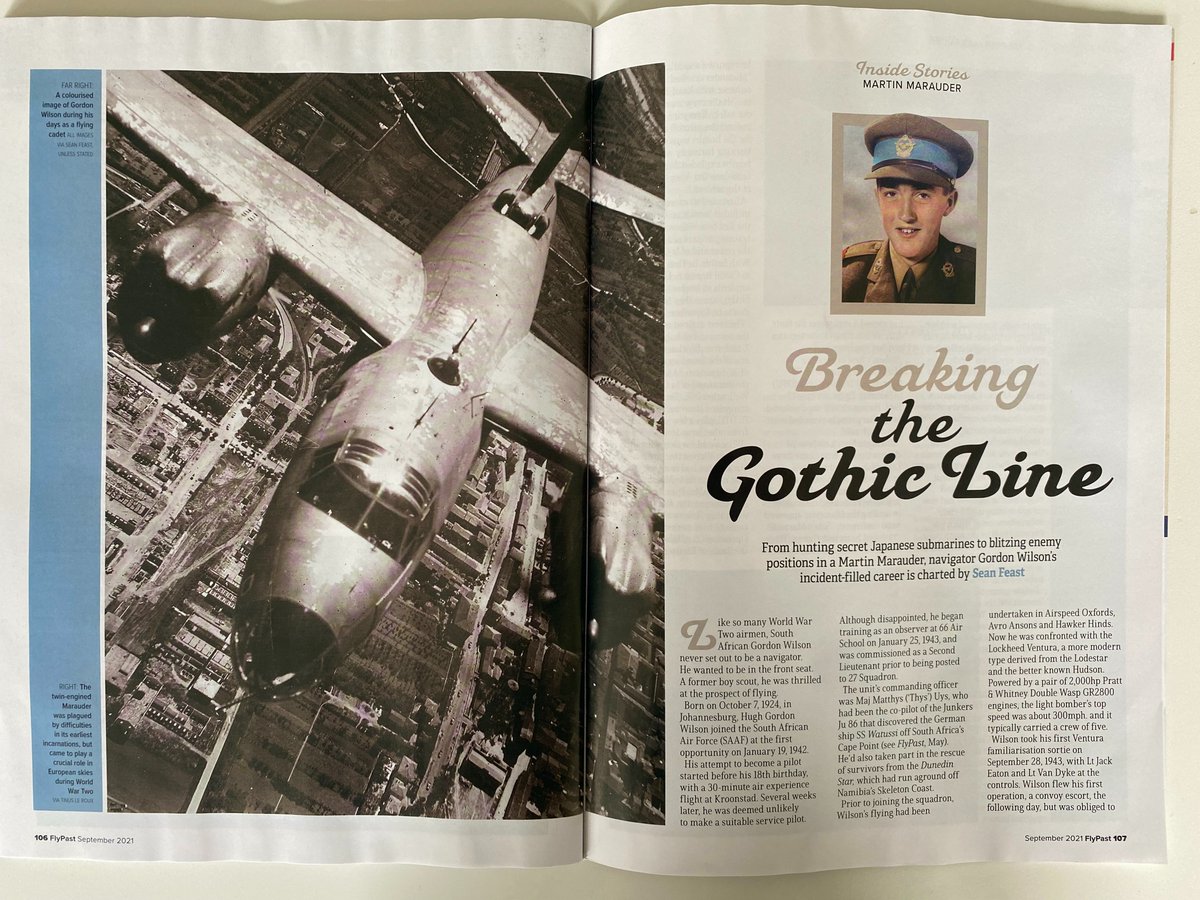 SeanDfeast's tweet photo. Once again the team @FlyPastMag has done me proud with my article on a SAAF navigator who hunted secret Japanese submarines and smashed the Gothic Line in B-26 Marauders. I bought the man's logbook at auction and am delighted to share his story. https://t.co/s8zr0w3CHD