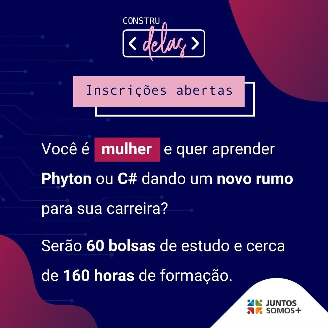 É mulher e tem interesse de trabalhar com programação?
Estamos com um projeto de treinamento para mulheres na Juntos Somos Mais! ❤️
No final há possibilidade de contratação!
Qualquer dúvida, me manda uma DM 😉
corp.gama.academy/construdelas/i…