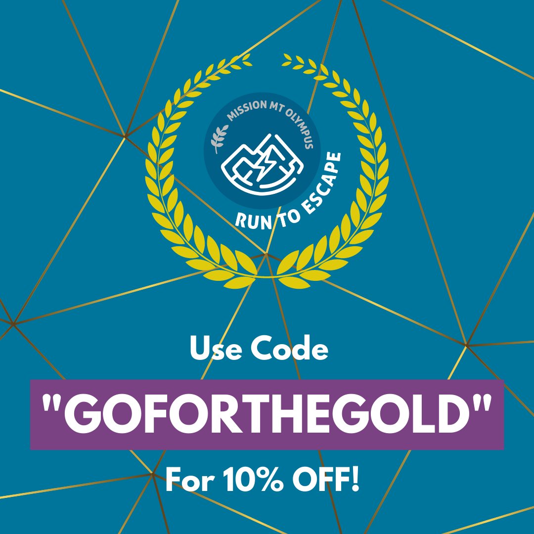 Are you inspired by all of these amazing athletic moments coming out of #Tokyo? Join in on the fun with your own challenge - #RuntoEscape: Mission Mt. Olympus or Mini Mt. Olympus!

Use code “GOFORTHEGOLD” to get 10% off!

⚡️ runtoescapeseries.com