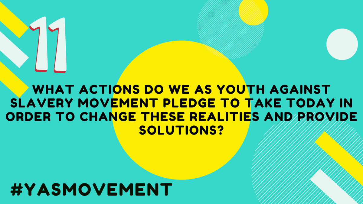 yasmovement's tweet photo. @AlixMcIntosh10 @toonhood @mugabo_robert @Kitby @WanjaKimani5 @NaimaIsas @HabibaRezwana @Spontaneousray @EnigmaKreative @DesmondOgubi @UNODC_HTMSS @smullallylaw @UNmigration @ICAT_News @osce_cthb @unwomenarabic @UNHCRWestAfrica @ECPAT @Polaris_Project Our final closing question for this wonderful panel is here: 
-->What actions do we as Youth Against Slavery Movement pledge to take today in order to change these realities and provide solutions?
Thank you everyone for your incredible commitment to this cause. 🙌🙏
#yasmovement https://t.co/goDbiJ80lL