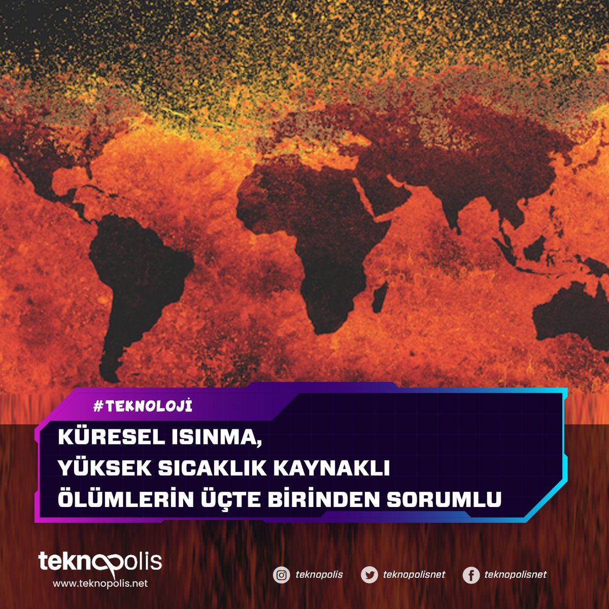 teknopolisnet's tweet photo. Nature Climat Change’de yayımlanan bir araştırmaya göre, iklim değişimi 1991 ve 2018 yılları arasında tüm dünyada yüksek sıcaklıklara bağlı ölümlerin ortalama olarak %37’sinden sorumlu. https://t.co/EwEEZV3LmV
