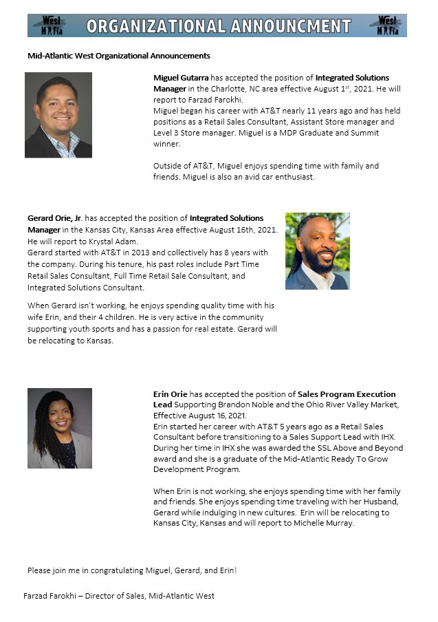 Best part of leading a winning team is the tremendous talent you get to develop and export!!