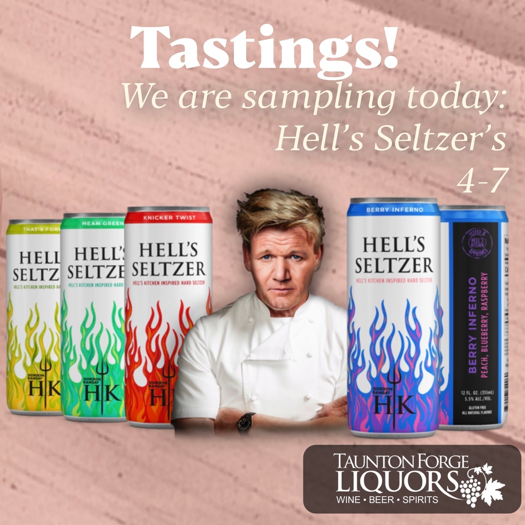 Gordon Ramsay produced this hellishly delicious line of Hell's Seltzers! We are sampling them today from 4-7 if you want to try!
.
.

#ShopTauntonForge #DestinationMedford #LiquorStoreNJ #Local #MedfordNJ #VoorheesNJ #MarltonNJ #KingsGrant https://t.co/9FTR82fYIj