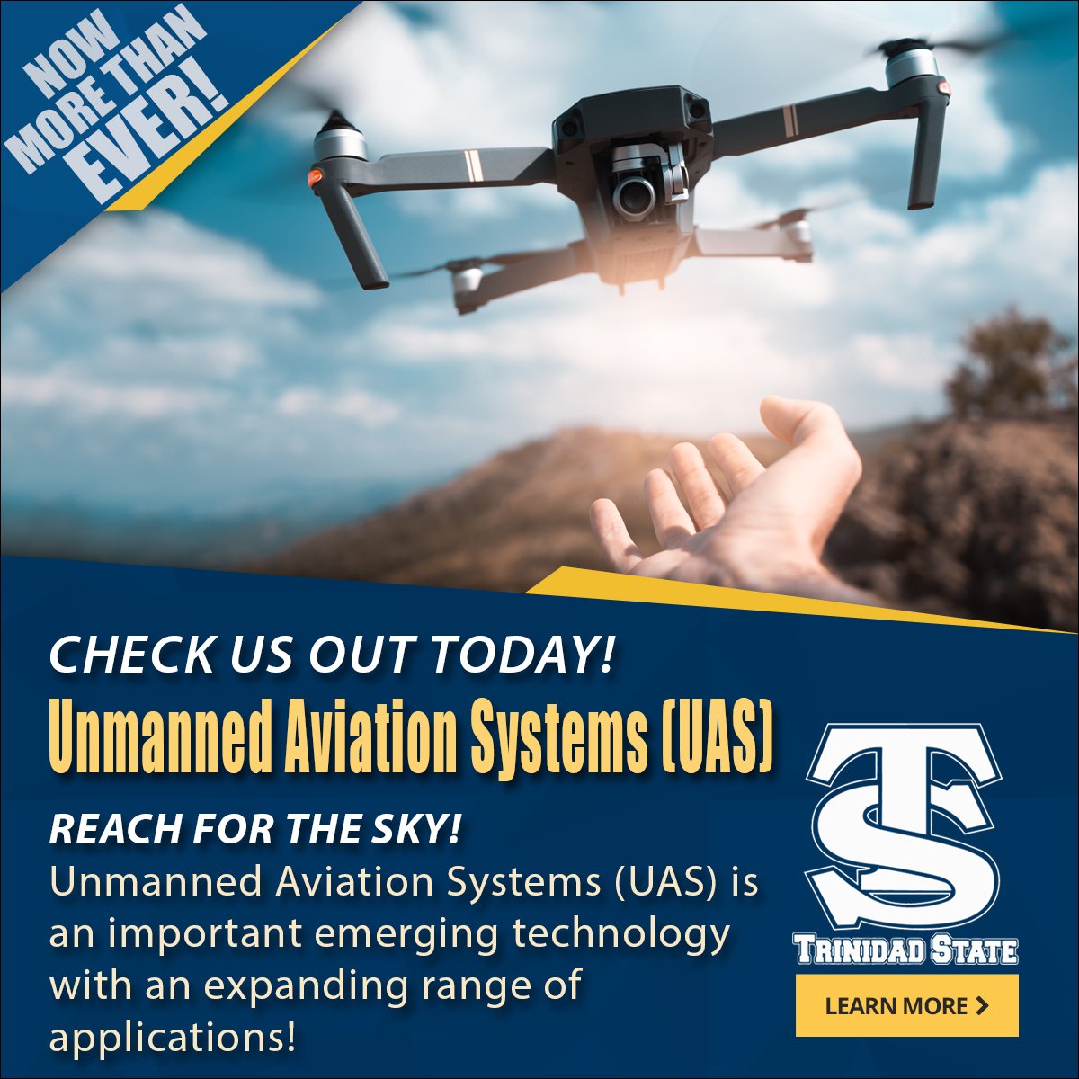 dekorere Anoi samarbejde trinidadstate on Twitter: "Drone Pilot! The Trinidad State UAS program  focuses on training an upcoming and needed workforce to become safe and  proficient pilots. Become certified and acquire hands-on flight experience  to