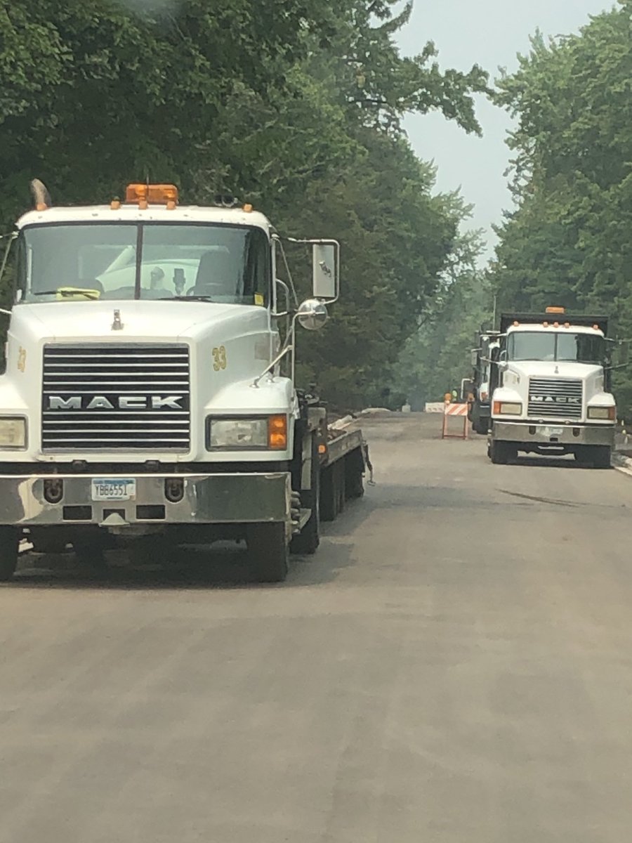 These trucks blocked our street today right at our house from both directions! #hugsfrommack