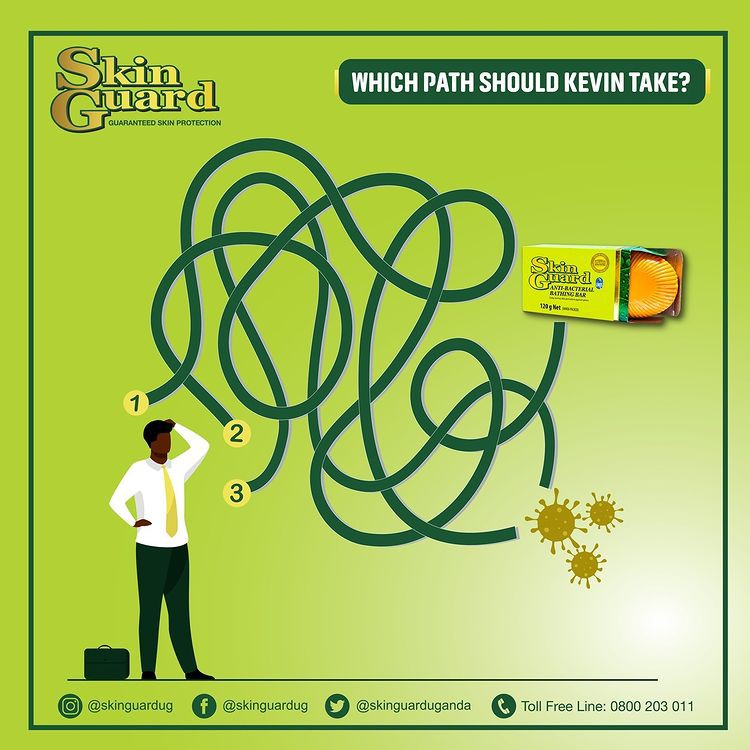 SkinGuardUganda's tweet photo. The weekend is just around the corner. Let's have some fun as we help Kevin find his way and avoid germs. Which path must he take?
#SkinGuardFun https://t.co/Nqx6PE0TBR