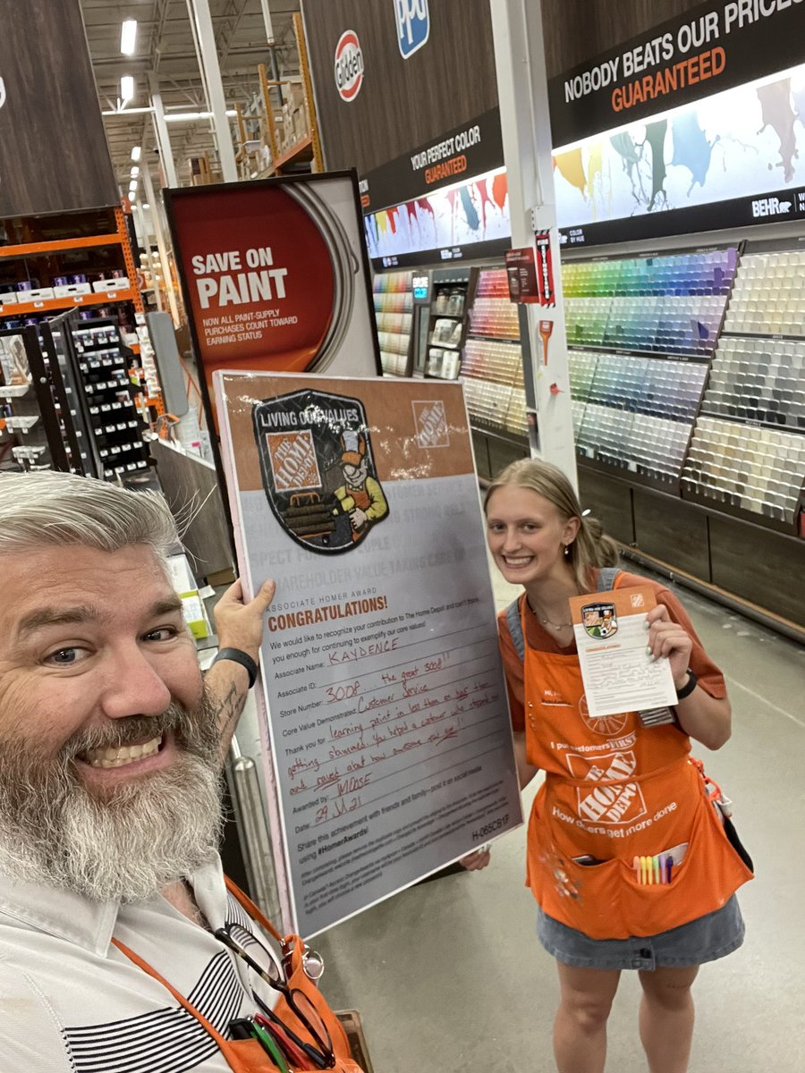 MDep26's tweet photo. After a schedule mixup, our paint dept was vacant the last 4hrs of the day, I asked kaydence to learn all she could in an hour, she killed it! Customers loved her energy! One stopped me and said “that young lady in paint was amazing!” #rockstarsof3008 #Northlandpride https://t.co/26n0GsmYTv