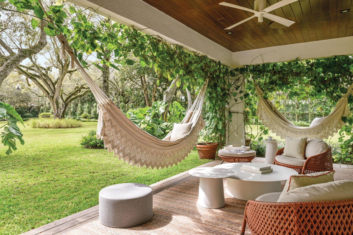 #weekendvibes #miamivibes - @piersonadesignstudio created this playful outdoor space with <a href="/DEDON/">DEDON</a> seating and hanging swings. #weekendfun #outdoorspace #patiodecor #patiodesign #patiofurniture #hammocklife #hammocktime #happyhour #bludotfurniture @kenhaydenphoto