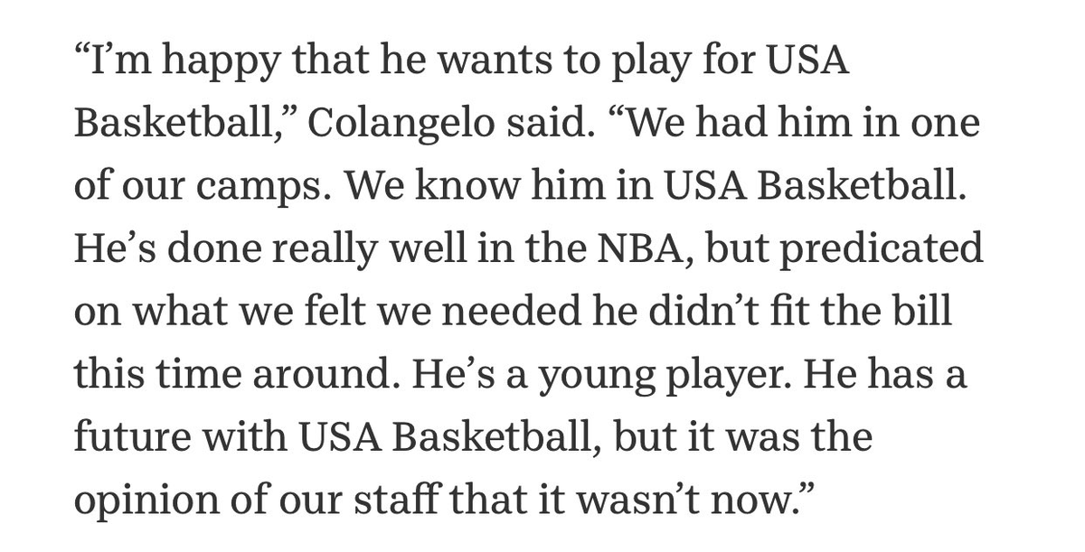 SlRPORTER's tweet image. So a PG that can break down the defensive, get in the paint, and get open looks for shooters is not what you're looking for? You were actually going for a team of guys standing around the 3pt line jacking up threes? Got it 🤦‍♂️#TraeYoung #usabasketball #JerryColangelo