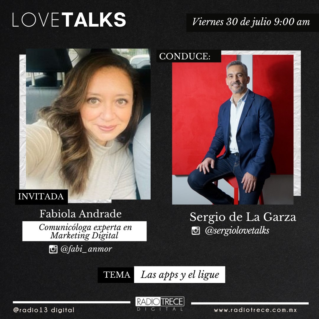 Radio13Digital's tweet photo. 💌 #LoveTalks con Fabiola Andrade @Fabi_AnMor, comunicóloga, experta en marketing y negocios digitales; conversaremos de "Las apps y el ligue". Información divertida sobre las apps de citas 📱
Conduce @sdelagarza, hoy 09:00 horas.
#Radio13Digital #love #DateApps #AppsDeLigue https://t.co/NHbajr3wOS