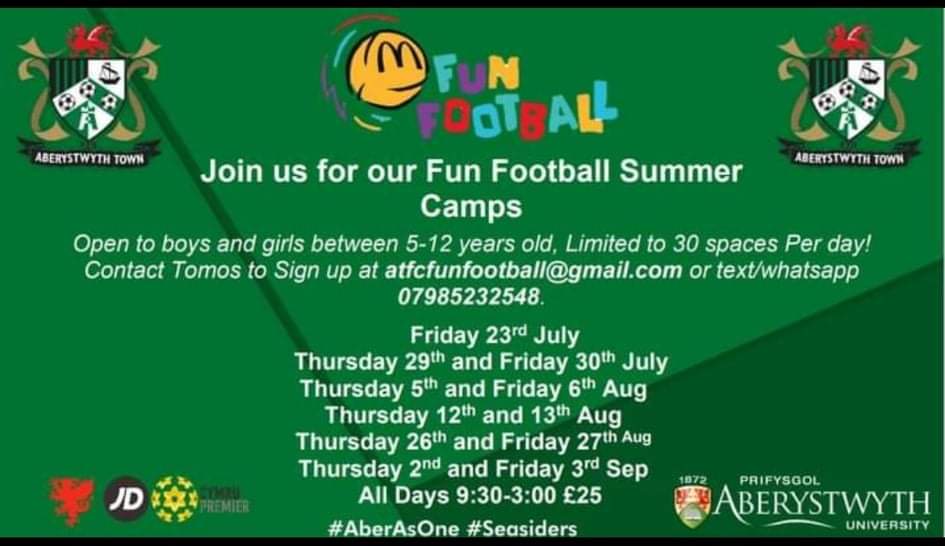 Another great day at the <a href="/AberystwythTown/">CPD Tref Aberystwyth Town FC</a> Fun Football Camps. Still spaces left for the remaining days! Get in contact ⚽️🏆