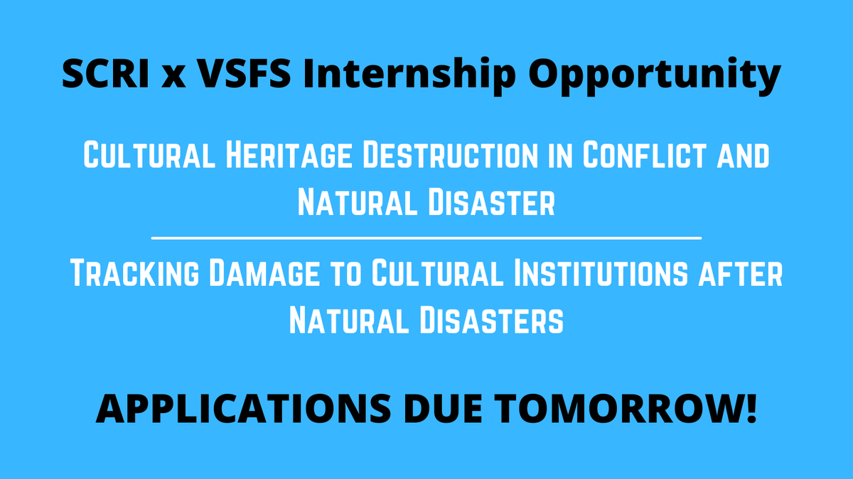 SmithsonianCRI's tweet photo. APPLICATIONS DUE! Tomorrow is the last day to apply for a SCRI x @VSFSatState Internship Opportunity! Learn more and apply by July 31, 2021 for one of two SCRI x VSFS internship programs here: https://t.co/TDoUnxjXKI
#ApplyinJuly #VirtualInternship #Internship @SmithsonianOFI https://t.co/6IuJ1orMSG