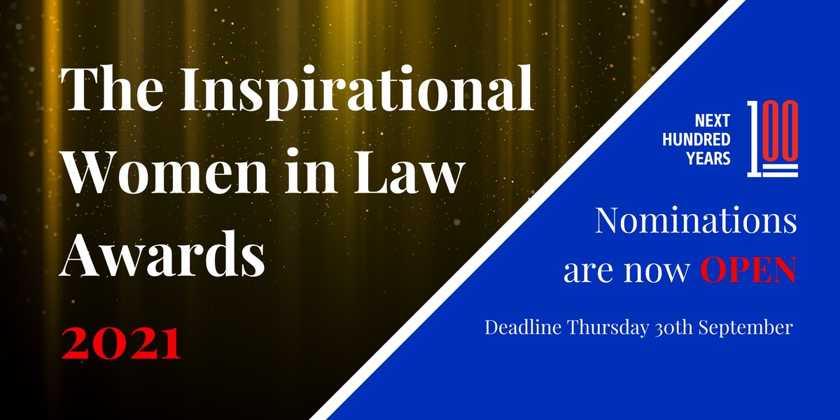 First100years's tweet photo. Thrilled to announce that nominations for our Inspirational Women in Law Awards are officially OPEN!✨

The awards identify individuals striving for equality and diversity throughout the legal profession🙋‍♀️

Nominate yourself or someone else via this form: https://t.co/1XI2Pam8Qh https://t.co/Ev9kjzyxPc
