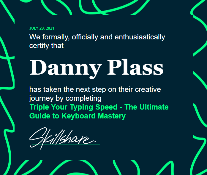 danny_plass's tweet photo. Did not triple my typing speed (not sure 300wpm is physically feasible?), but informative course nonetheless, also for experienced typists. ctrl-backspace to delete an entire word at once - why is this not common knowledge? https://t.co/D2YBAmOZHB