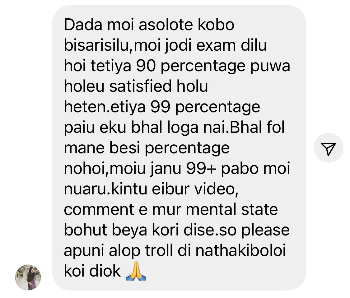 aboyobbhuyan's tweet photo. The Assamese Girl whose video got viral for her 99% HSLC Result comment said, she is dissatisfied with the 99% as she couldn’t appear for offline exams and was evaluated based on previous marks. If she got 90% after sitting for an offline exam, she would have been satisfied. https://t.co/FD0qVSK7RM