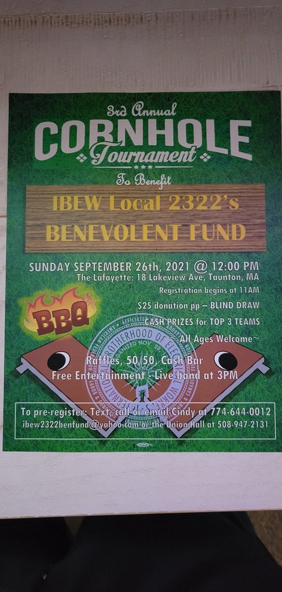 Cornhole Tournament Sept 6 2021