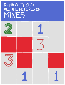 Xxowe's tweet photo. @xkcd I clicked on the mines (in red)... your self driving car is safe https://t.co/eDWsjj61Va