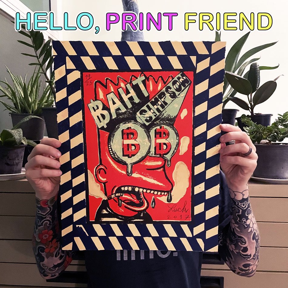 Hello, print friends! Excited to open up our flat files to show off this “Baht Simpson” #screenprint by Thai artist Luck Maisalee printed at JOJOKOBE in Chiang Mai