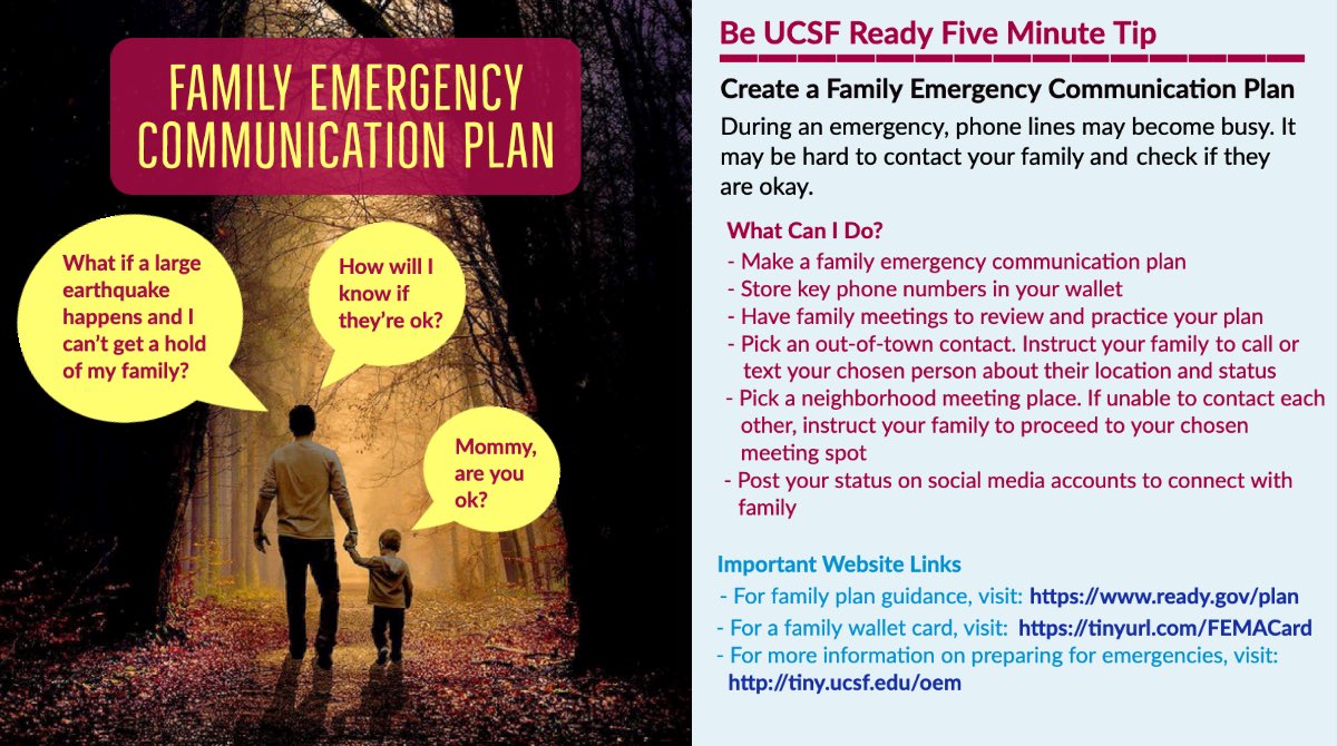UCSFHealthEM's tweet image. #BeUCSFReady #MakeAFamilyEmergencyCommunicationPlan tiny.UCSF.edu/OEM