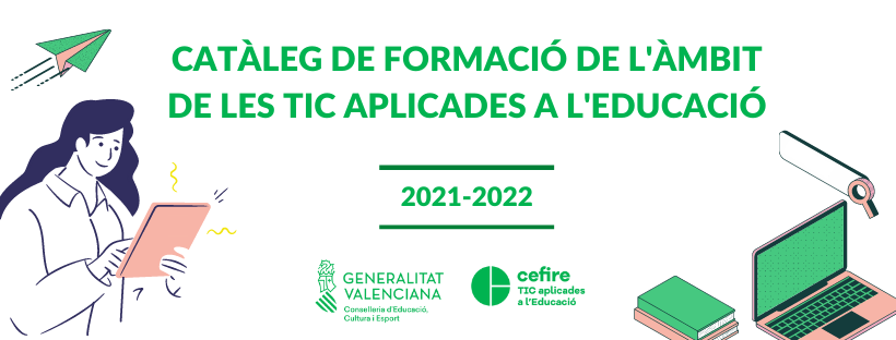 CEFIREambitCDD's tweet photo. 📢Publicat el catàleg de formació TIC del curs 2021-2022: cursos, jornades i un itinerari formatiu en Entorns virtuals d'aprenentatge.
🔗https://t.co/nzDNM2H3FT
@GVAeducacio @GVA_Cefire https://t.co/TiXNF4xtkM