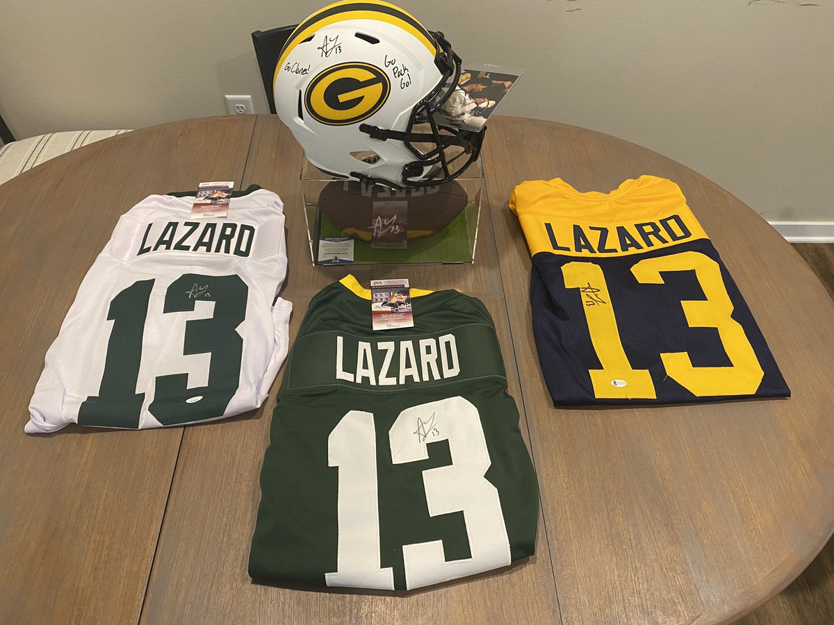 theromanbell's tweet photo. @AllenLazard I’d say the collection is coming together nicely. Being a cyclones fan and a GB fan I just need to find a cyclones jersey now. The lid says “go clones” on it tho. https://t.co/UtLiolgW27
