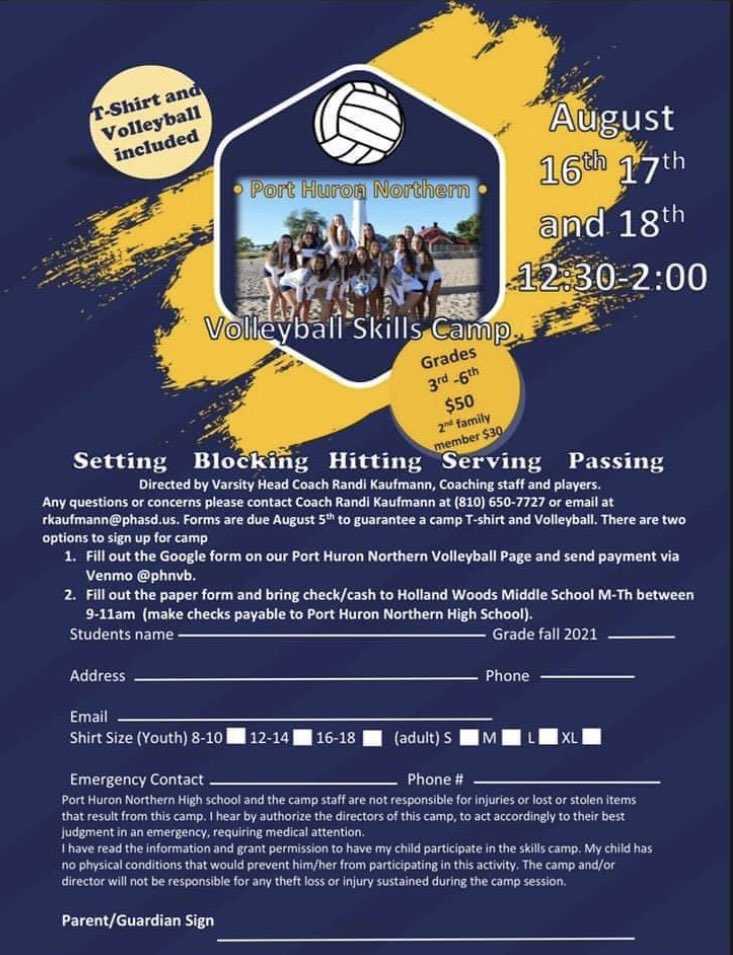 We are excited to announce our youth volleyball camp in August!!🏐💙💛