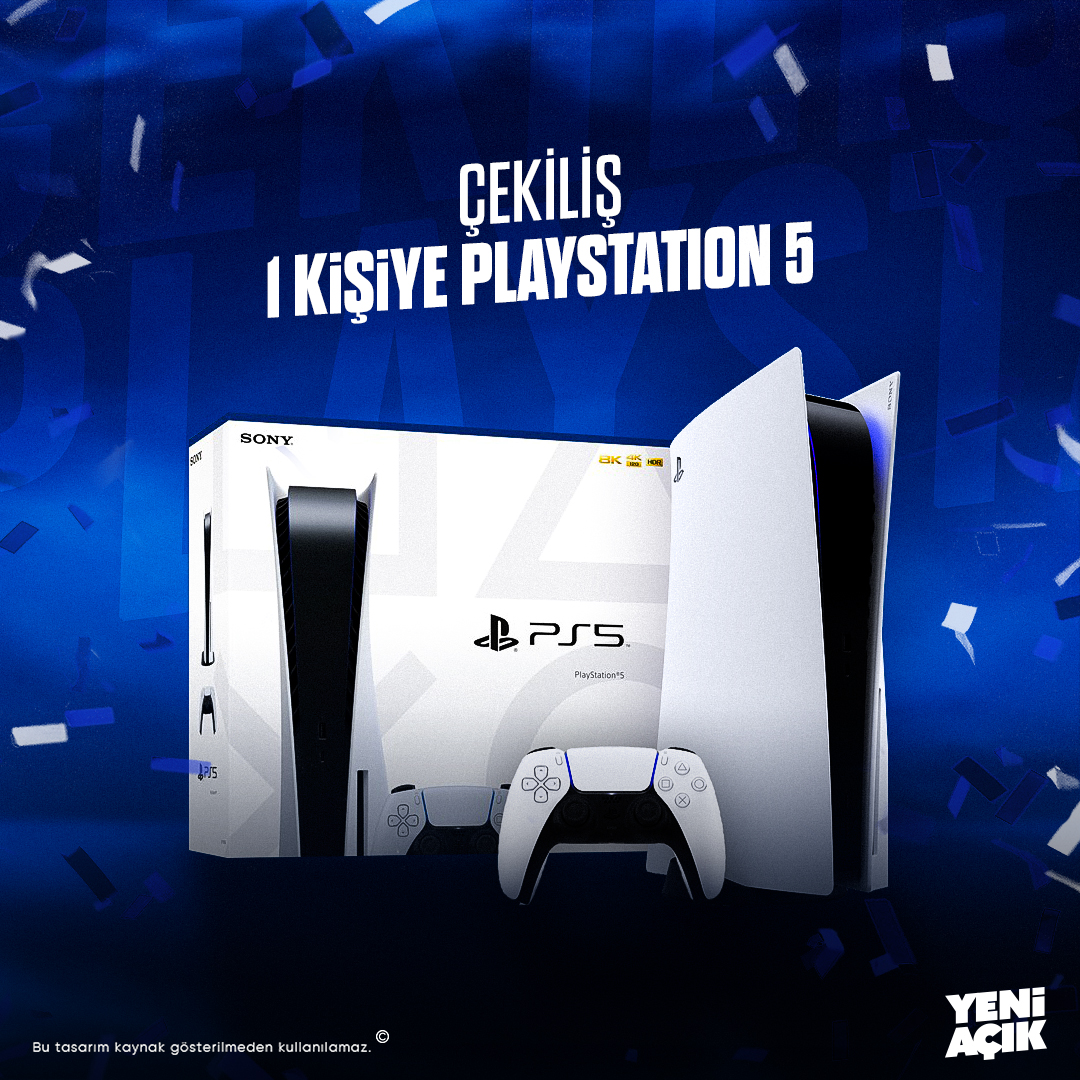 YENİ AÇIK'TAN PLAYSTATION 5 ÇEKİLİŞİ 🎮 

🔹 1 kişiye Playstation 5!

Çekilişe katılmak için yapmanız gerekenler 👇

◽️ Paylaşımı RT yapmak ve beğenmek.
◽️ <a href="/yeniacikcom/">Yeni Açık</a>'u takip etmek.

Kazananlar 30 Ağustos Pazartesi günü Twitter'dan açıklanacaktır.
