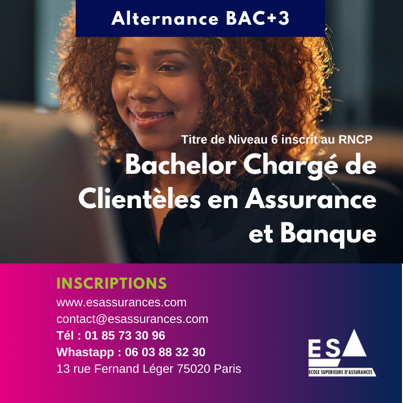ESAParis's tweet photo. Découvrez notre #BACHELOR Chargé de Clientèle en Assurance et Banque en #Alternance - Titre de niveau 6 inscrit au RNCP.
Pour en savoir + sur cette formation 👉 https://t.co/hUHJ463PEf
Pour candidater 👉 https://t.co/SIbz39PB6W

ESA
#Alternance #banque #assurance #patrimoine https://t.co/sU6YC50vgM