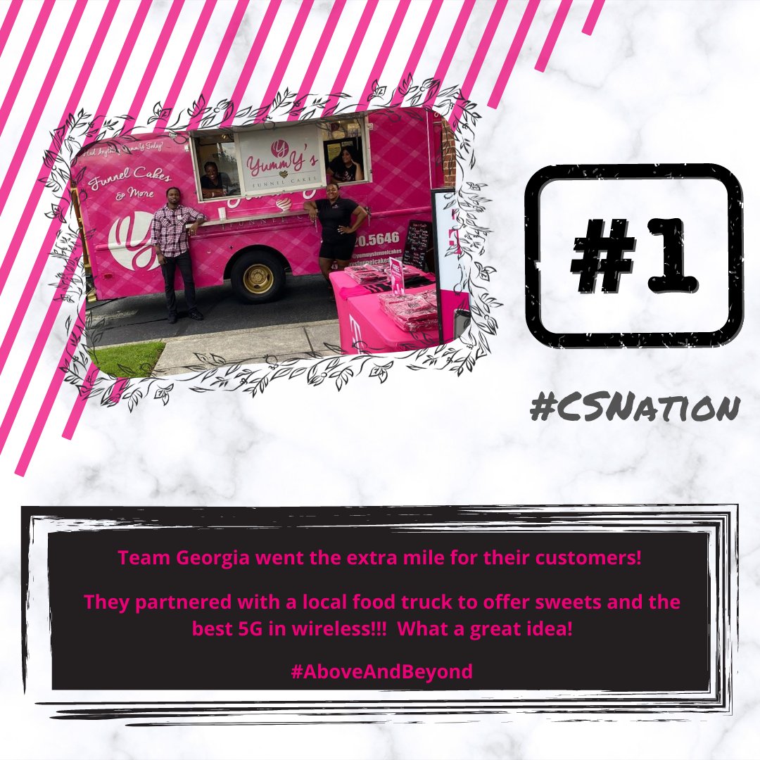 This is what #AboveAndBeyond looks like!!  Team Georgia took their service to the next level by partnering with a local food truck!  Customers in this area were treated to yummy desserts AND #TheBest5GInWireless!  #CSNation #TMobile #StellarService