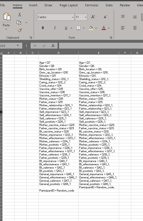OscThompson's tweet photo. Took me about 4 hours today to write this code - just tidying raw data up. Took the opp. to learn new #excelformulas for re-naming variables. The formulas took longer to learn than renaming manually, but the extra time has built Excel #transferableskills!😎#rstats #statistics https://t.co/NxzQOyFXto